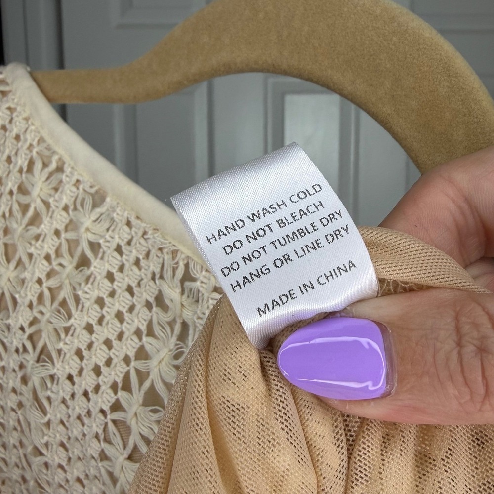 Salty Women Cream Crochet Lace Up Front Tie Mini‎ Dress Small - Picture 6 of 6